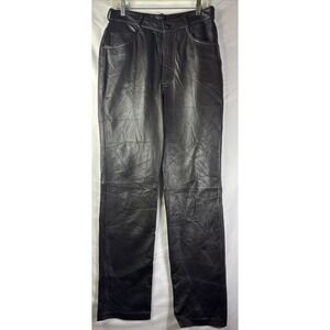 Siena Studio Pants Womens 10 Brown 100% Leather Straight Leg High Rise Lined
